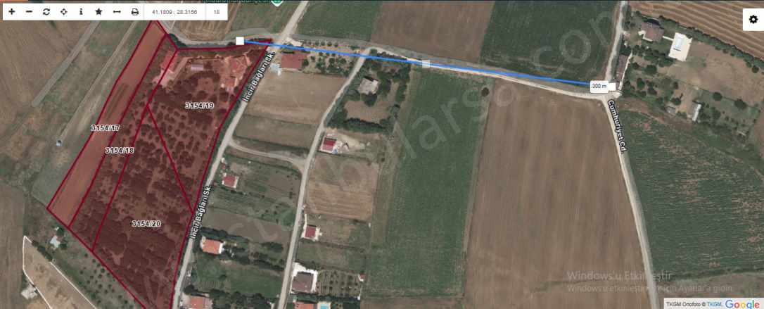 Silivri Akörende Satılık Tarla 20 Dönüm Çiftlik Müstakil Akören Mah