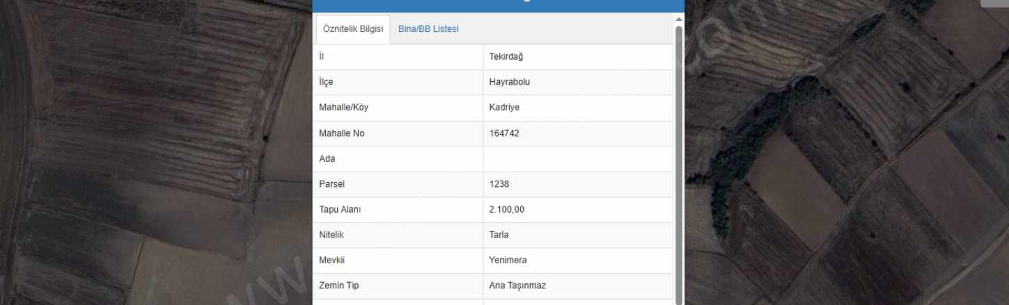 Tekirdağ Hayrabolu Kadriye Mah Satılık Tarla 2 100 M2 Tek Tapu Yolu Var