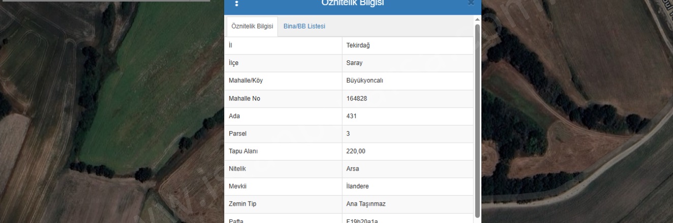 Büyükyoncalı Merkez Mah. Saray Satılık Arsa |  220M2 1.045.000Tl Resim-1