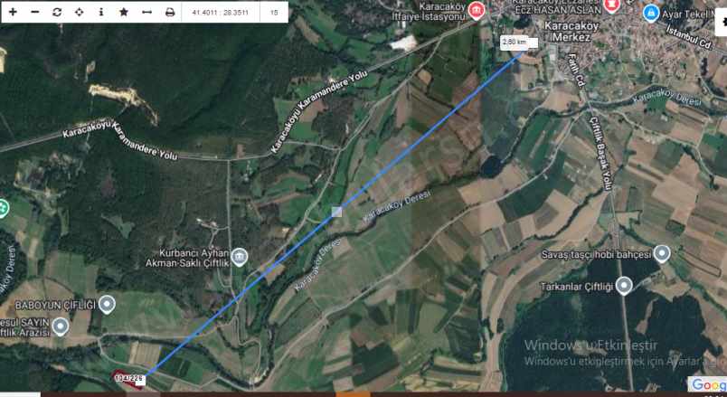 Çatalca Karacaköyde Satılık Arsa 560 M2 Yolu Var Karacaköy Merkez Mah