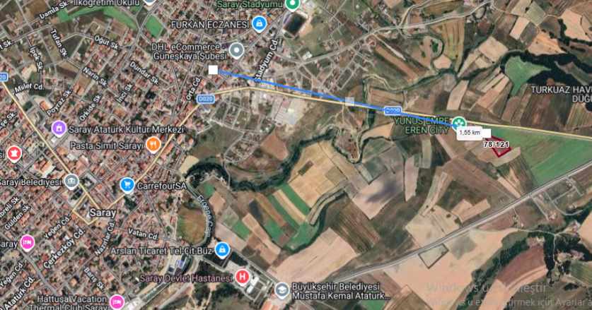 Tekirdağ Saray Pazarcık Mah Satılık Tarla Arsa 305 M2 Hisseli Çaplı Yolu Var