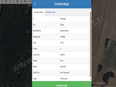 Tekirdağ Saray Büyükyoncalı Mah Satılık Arsa 308 M2 Müstakil Evlerin Yakını Merkez