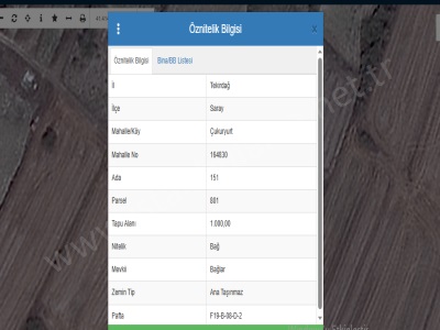 Tekirdağ Saray Çukuryurt Mah Satılık Bağ Yeri 1 Dönüm Müstakil Evlerin Yakını