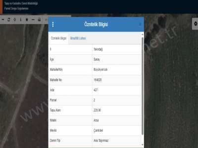 Tekirdağ Saray Büyükyoncalı Mah Satılık Arsa 220 M2 Müstakil Yolu Var Merkez