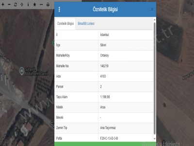 Silivri Ortaköyde Satılık Tarla Arsa 1 200 M2 Müstakil Evlerin Yakını Ortaköy Mah