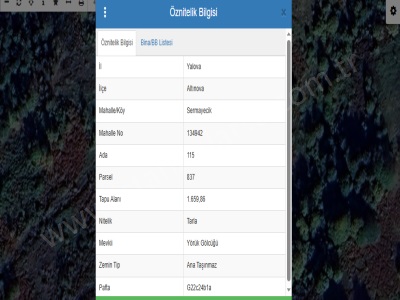 Yalova Altınova Sermayecik Köyü Satılık Tarla 1 660 M2 Müstakil Tepe Konumda