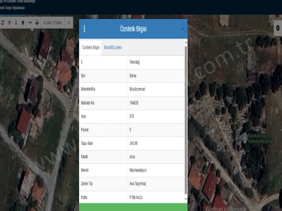 Tekirdağ Saray Büyükyoncalı Mah Satılık Arsa 243 M2 Merkezde Müstakil Merkez