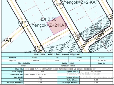 Arnavutköy Taşolukta Satılık Arsa 349 M2 Merkezde Müstakil İmarlı Taşoluk Mah