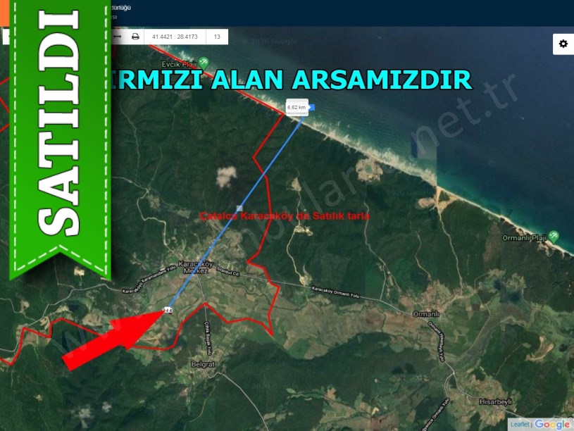 çatalca karacaköy de satılık arsa 
