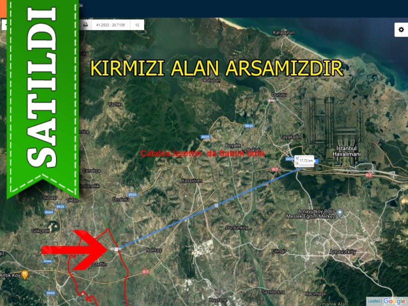 Çatalca izzettin de satılık tarla