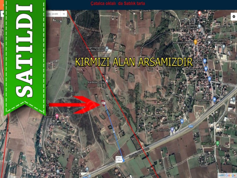 Çatalca oklalı da satılık tarla
