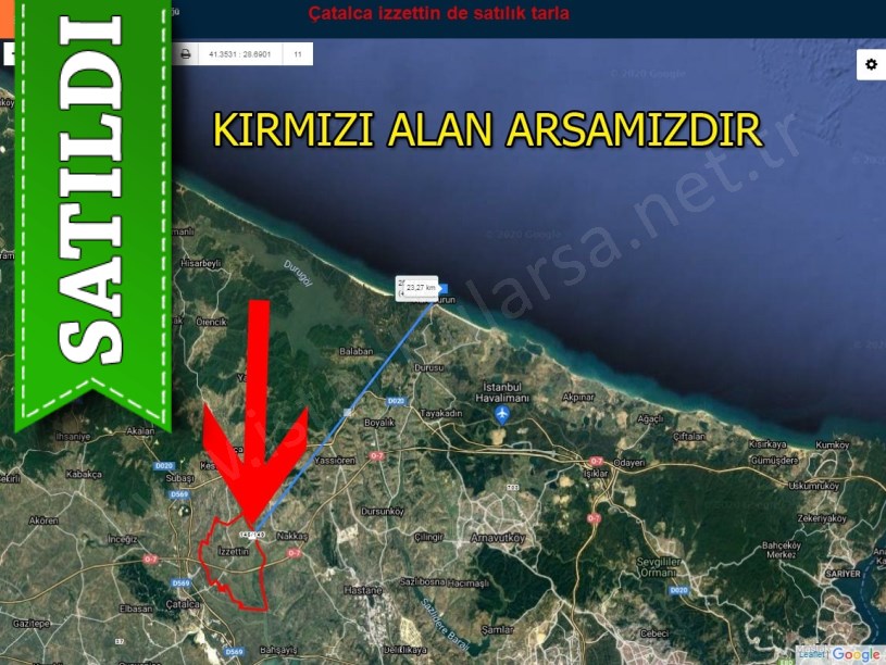 Çatalca izzettin de satılık tarla