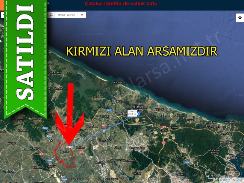 Çatalca izzettin de satılık tarla