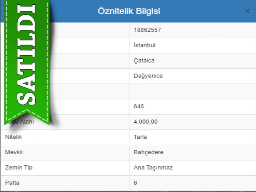 Dağyenice Çatalca da satılık tarla