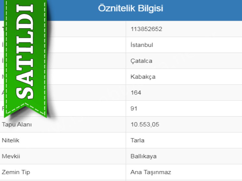 Çatalca Kabakça da Satılık 220 m2 Hisseli Çaplı
