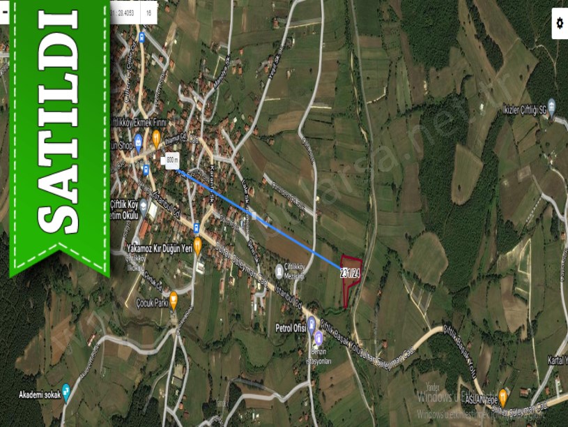 Çatalca Çiftlikköy,de Satılık Arsa , 1041 M2 Çaplı Köy İçi