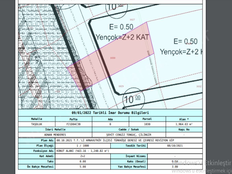 Arnavutköy Taşoluk,ta Satılık Arsa , 225 M2 Cadde Cephe Çaplı