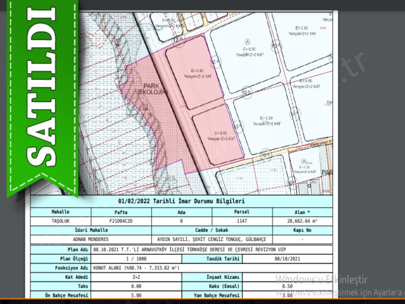 Arnavutköy Taşolukta Satılık Arsa , 191 m2 Hisseli 