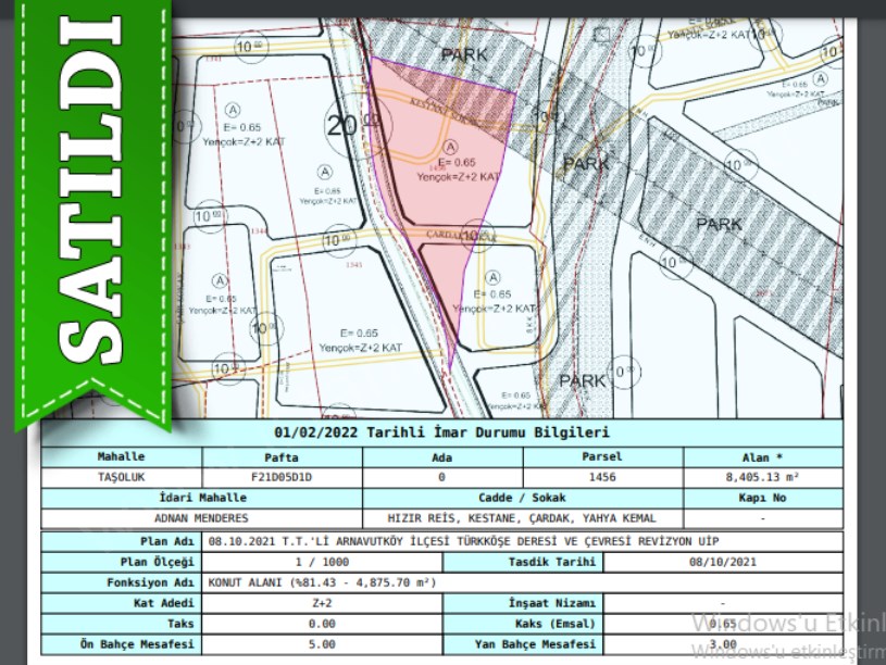 Arnavutköy Taşolukta Satılık Arsa , 153 m2 Cadde Cephe Hisseli