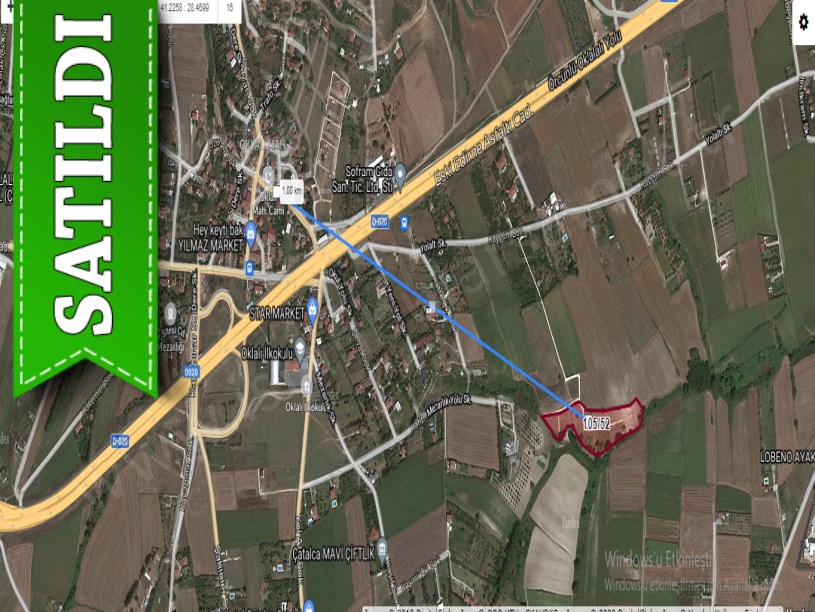 Çatalca Oklalıda Satılık Arsa , 475 M2  Çevrili Çaplı