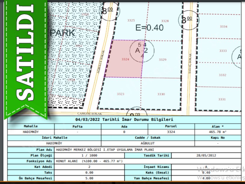 Arnavutköy Hadımköyde Satılık Arsa , 468 M2 Müstakil