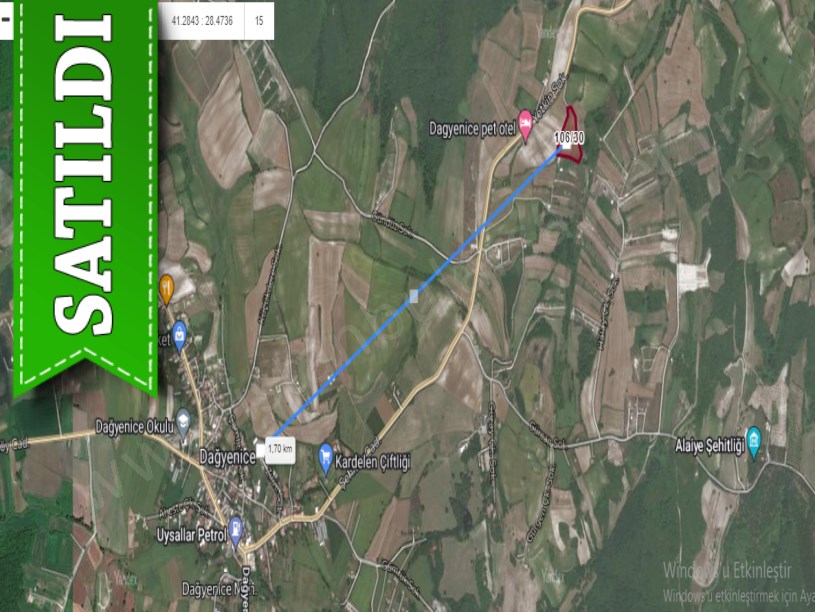 Çatalca Dağyenicede Satılık  Arsa , 306 m2 Hisseli Yolu Var