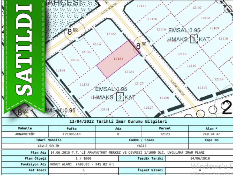 Arnavutköy Çardaktepede Satılık Arsa , 250 M2 Müstakil Konut İmarlı