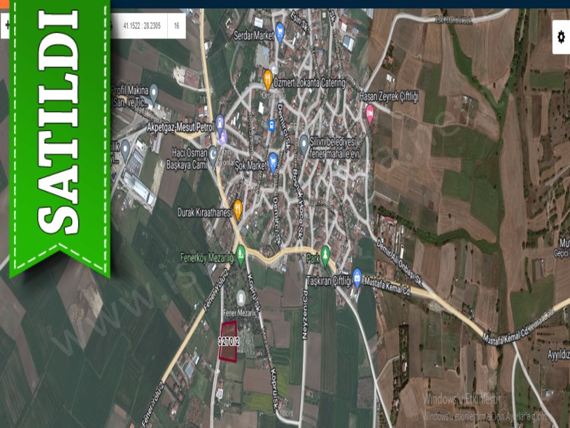 Silivri Fenerköyde Satılık Arsa , 360 M2 Cadde Cephe Merkezde