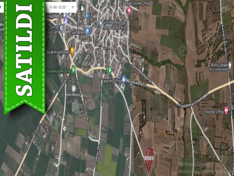 Silivri Fenerköyde Satılık Arsa , 260 M2 Merkezde Cadde Cephe 