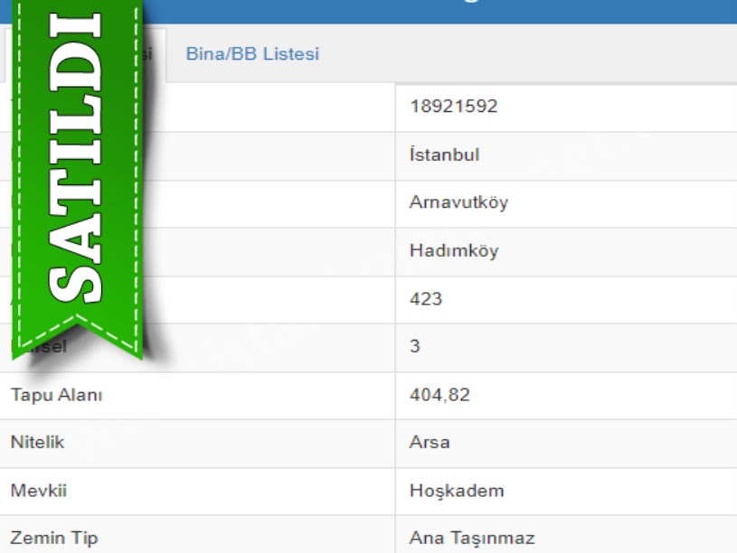 Arnavutköy Hadımköyde Satılık Arsa , 405 m2  Müstakil İmarlı