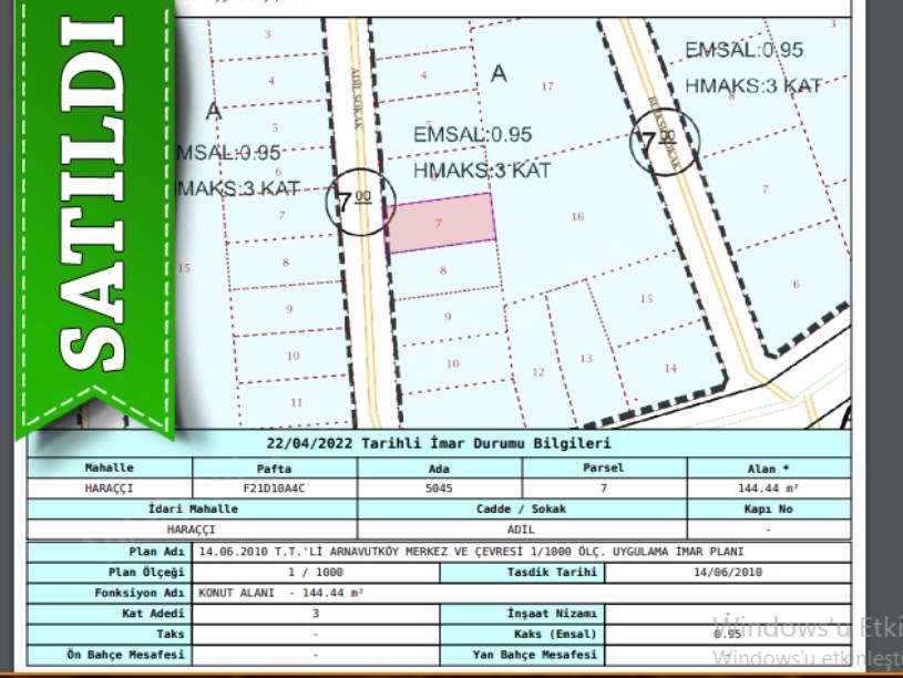 Arnavutköy Haraççıda Satılık Arsa , 144 m2 İmarlı Müstakil 