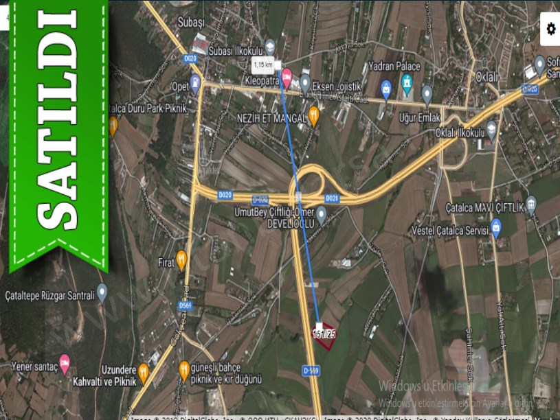 Çatalca Subaşıda Satılık Arsa , 700 M2 Otoyola Cephe Hisseli