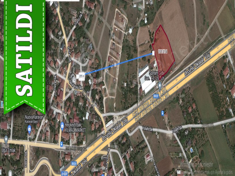 Çatalca Oklalıda Satılık Tarla , 6,939 m2 Müstakil Otoyola Cephe 