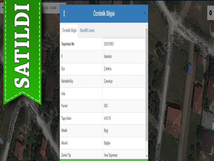 Çatalca Çanakçada Satılık Arsa , 418 M2 Evlerin Yakını Müstakil