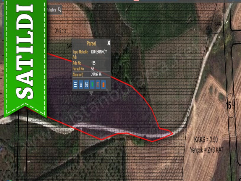 Arnavutköy Dursunköyde Satılık Arsa , 1,800 M2 Yola Cephe Hisseli