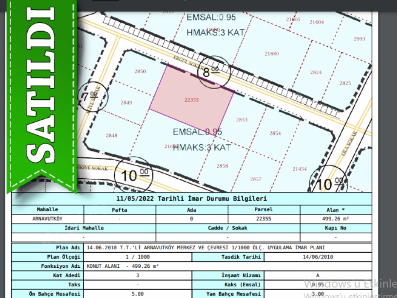 Arnavutköy NeneHatun Mah. Satılık Arsa , 500 M2 Müstakil Konut İmarlı