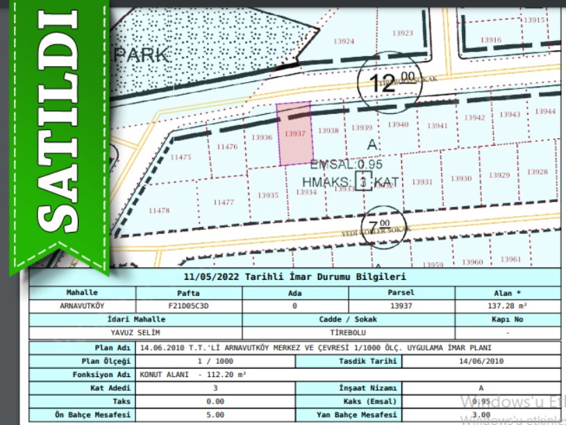 Arnavutköy Çardaktepede Satılık Arsa ,137 M2 Caddeye Yakın İmarlı