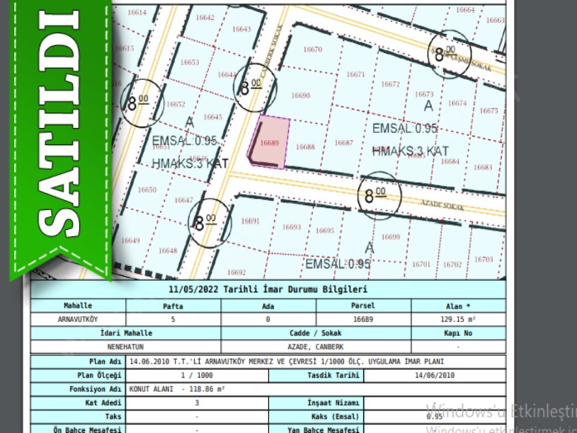 Arnavutköy NeneHatun Mah. Satılık Arsa , 130 M2 Köşe Başı Çevrili