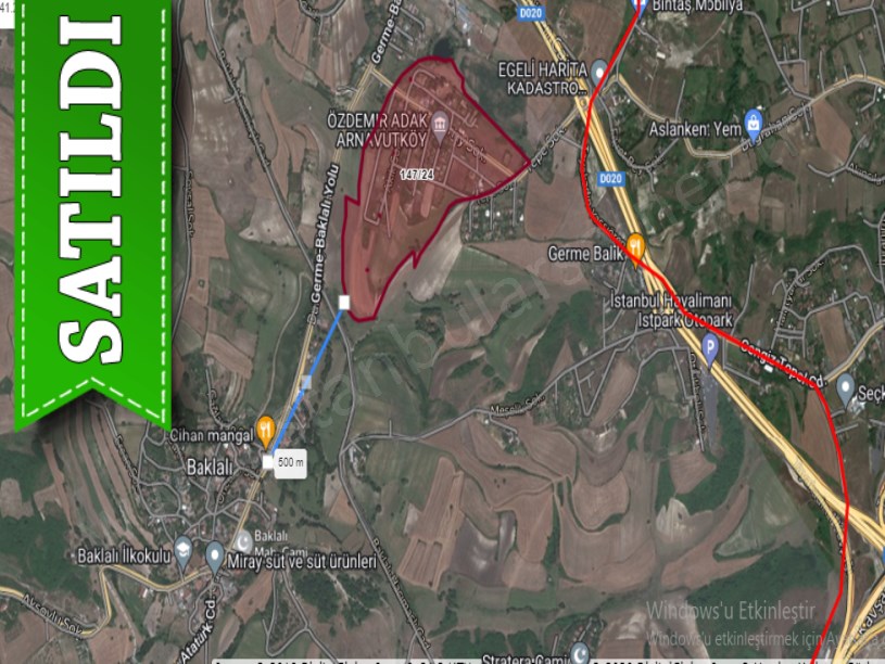 Arnavutköy Baklalı  Satılık Arsa , 850 M2 Caddeye Yakın Merkezde