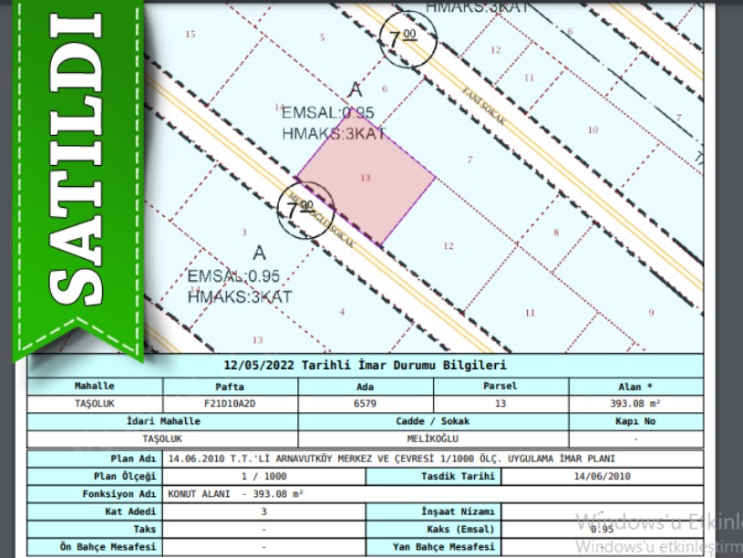 Arnavutköy Taşolukta Satılık Arsa , 393 M2 Müstakil İmarlı