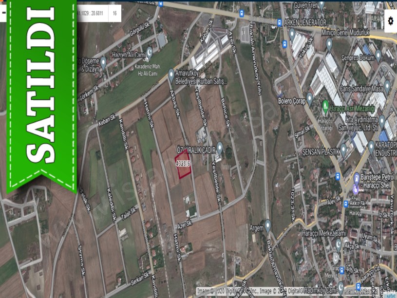 Arnavutköy Haraççıda Satılık Arsa , 4,645 M2 Müstakil Yolu Var İmarlı