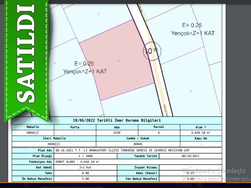 Arnavutköy Haraççıda Satılık Arsa , 4,645 M2 Müstakil Yolu Var İmarlı