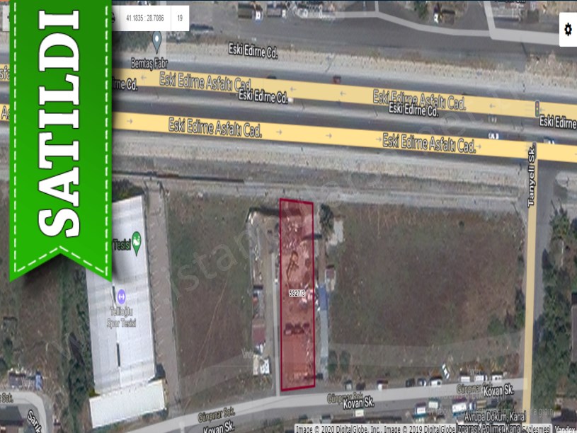 Arnavutköy Haraççıda Satılık Arsa , 793 M2 Eski Edirne Asfaltına Cephe Ticari + Konut İmarlı
