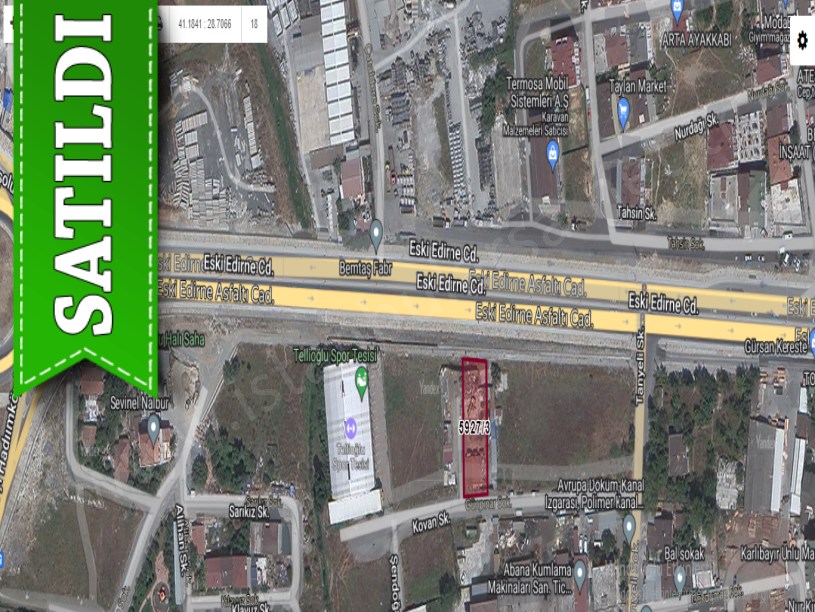 Arnavutköy Haraççıda Satılık Arsa , 793 M2 Eski Edirne Asfaltına Cephe Ticari + Konut İmarlı