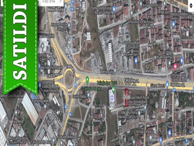 Arnavutköy Haraççıda Satılık Arsa , 793 M2 Eski Edirne Asfaltına Cephe Ticari + Konut İmarlı