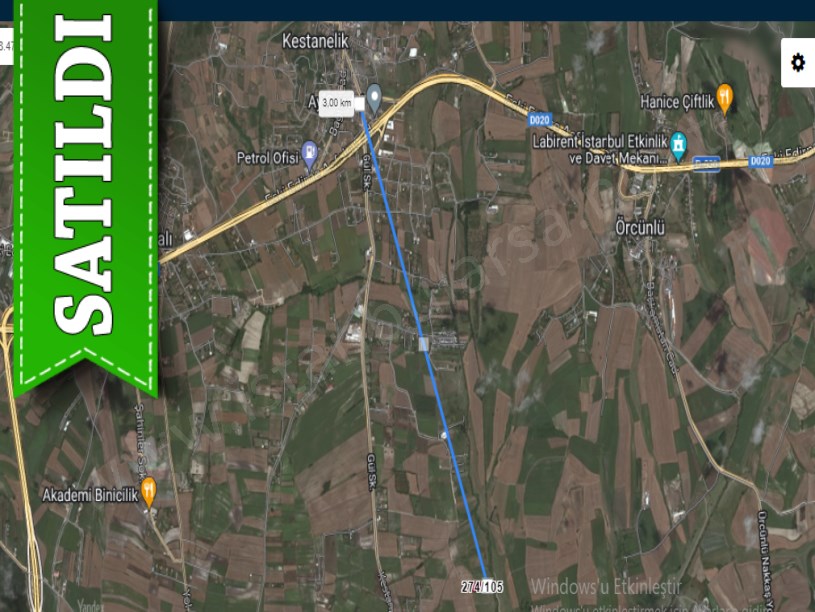 Çatalca Kestanelikte Satılık Tarla , 4,815 m2 Tek Tapu Yolu Var