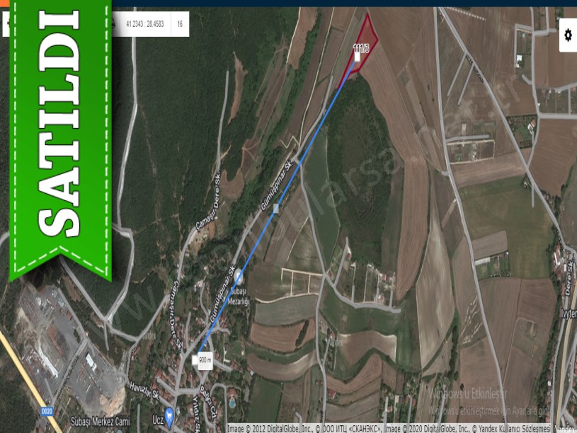 Çatalca Subaşında Satılık Arsa , 523 m2 Resmi Yolu Var Çaplı
