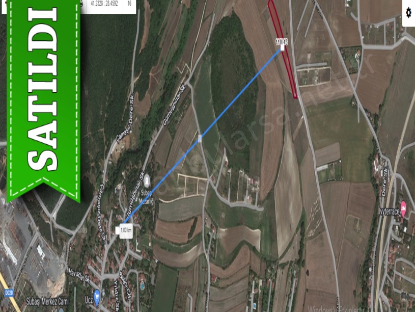 Çatalca Subaşında Satılık Arsa , 463 M2 Çaplı Manzaralı
