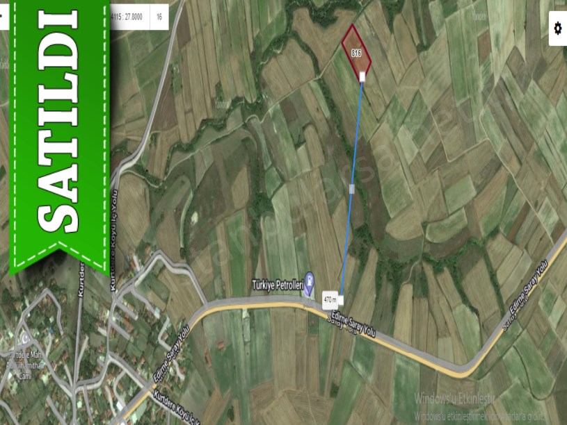 Tekirdağ Saray Kurtderede Satılık Arsa , 386 m2 Hisseli Yolu Var