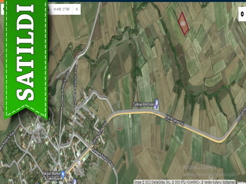 Tekirdağ Saray Kurtdere,de Satılık Arsa , 800 M2 Yolu Var Hisseli